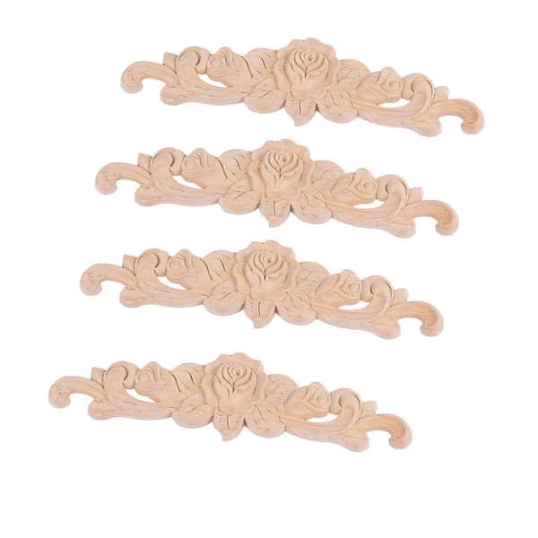 4 kpl 20*5cm kumipuusta veistetty pitkä onlay-applikaatio