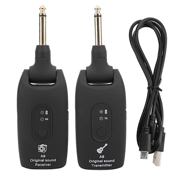 Gitarrsändare Mottagare Trådlöst System A9 2.4GHz USB-kabel Musikinstrument Tillbehör Svart