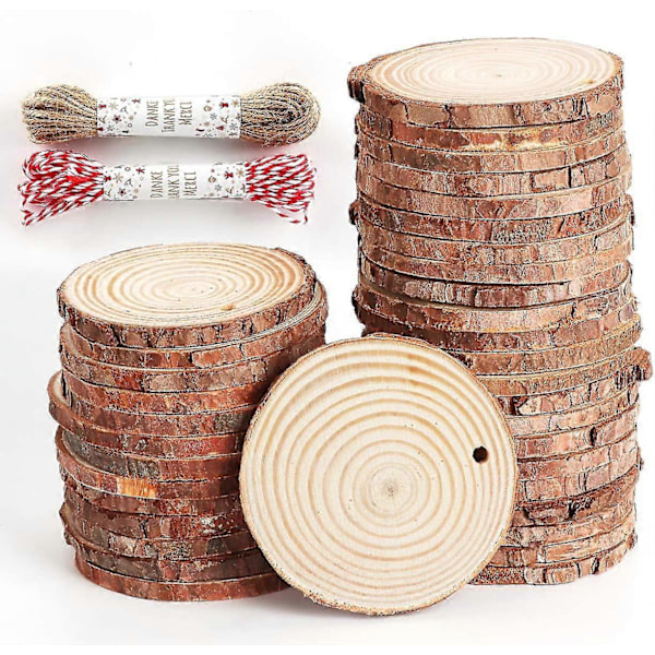 6-7cm Käsittelemättömät puukiekot DIY Joulukäsityöt Kodin sisustus 50 kpl bd