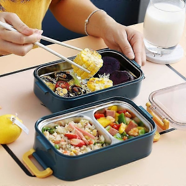 800ml/1600ml Lounasrasia Lämmönkestävä Helppo Kuljettaa Suuri Tilavuus Ruostumattomasta Teräksestä Valmistettu Tiivis Lounasrasia