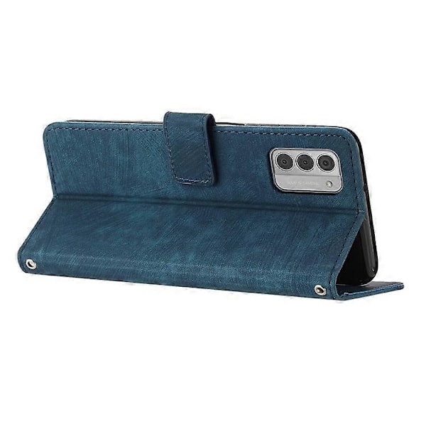 Kompatibel til Nokia G42 telefoncover med prægede linjer, hudvenlig pung TPU+PU læder etui med stativ Azure