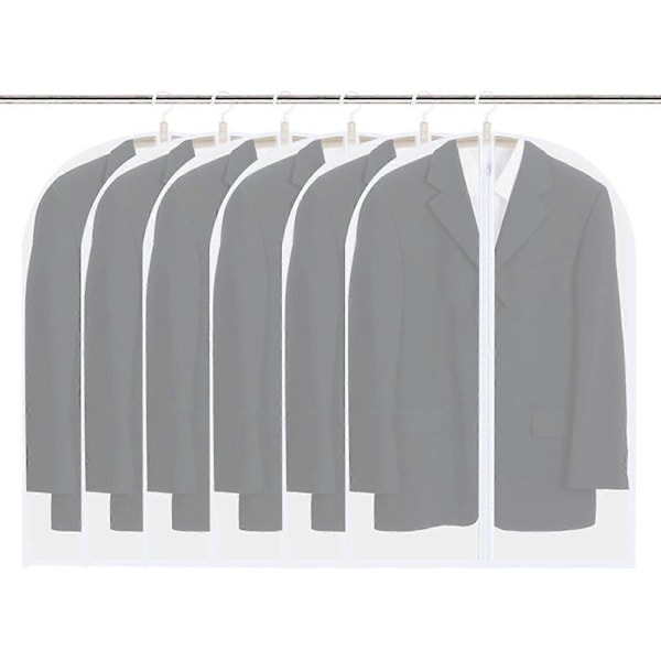 [6 Stykker] 60x80cm, 60x100cm, 60x120cm Gennemsigtig Tøjpose, Med Lynlås, Støvtæt, Mølsikker, Foldbar, Vaskbar, Til Opbevaring af Jakkesæt, Kjole