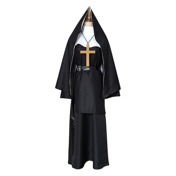 Vuxna kvinnor The Nun Halloween Cosplay Kostym Syster Irene Priest Cosplay 2023 Skräckfilm The Conjuring Festkläder Kostym XL
