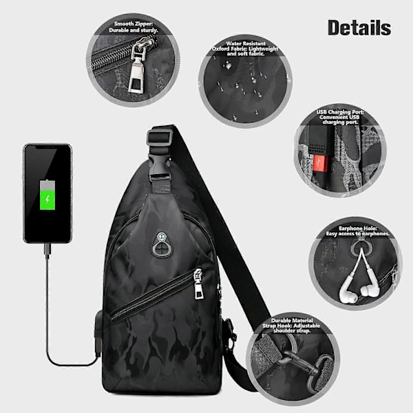 Sling Crossbody -reppu Nintendo Switch/Lite/OLED:lle, kannettava vedenpitävä olkalaukku/rintalaukku NS-konsolille, musta