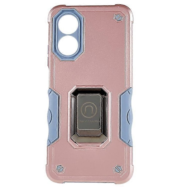 Kompatibelt Skal för Oppo A17 4G Anti-drop, PC + TPU Skyddsskal med Ringstativ PinkGold