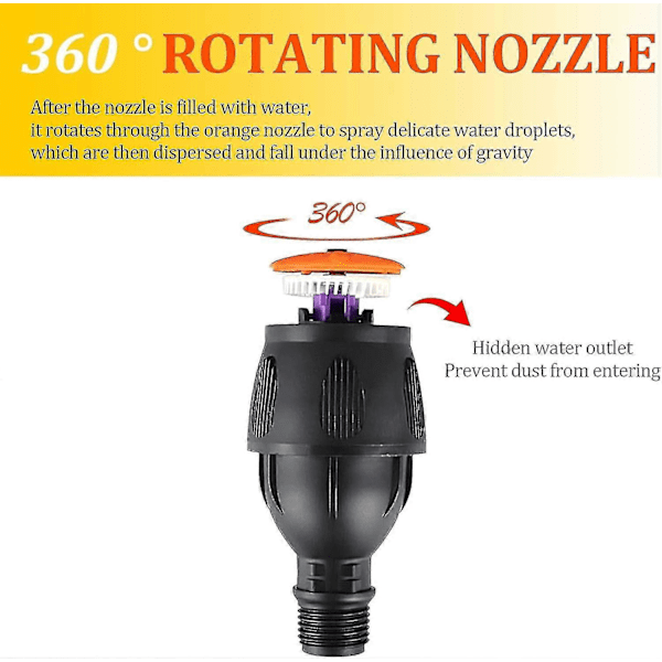 Havesprinkler, 1/2\" Automatisk 360 Graders Roterende Plænevandingssystem Vandspreder (2 stk.)