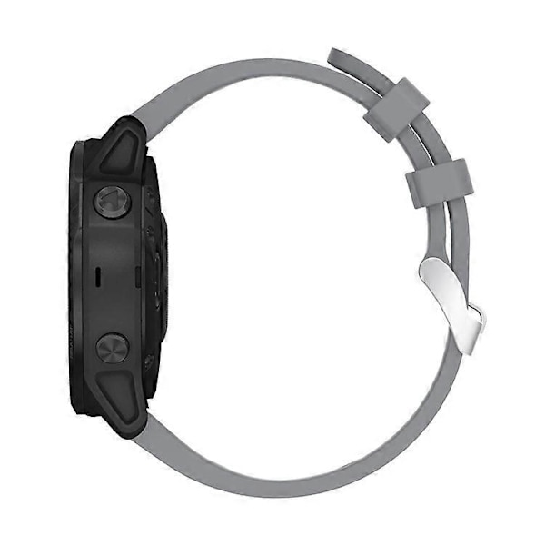 Stilfuld silikone sportsurrem udskiftning med sølvspænde, kompatibel med Garmin Fenix 7S/6S/6S Pro/5S/5S Plus/Instinc Grey