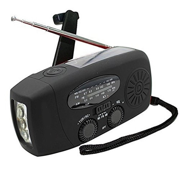 Monitoiminen aurinkoradio käsikäyttöinen kampiradio/hätäradio ja power sytytystulpalla ja aurinkolaturilla-2000Ah black