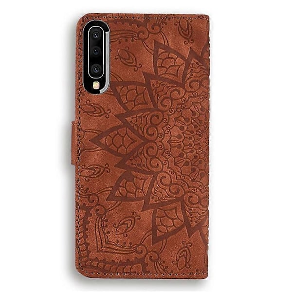 Imprint Mandala Kukka Jalusta Lompakko Nahkakotelo Suojakuori Yhteensopiva Samsung Galaxy A50/A50s/A30s:lle Brown