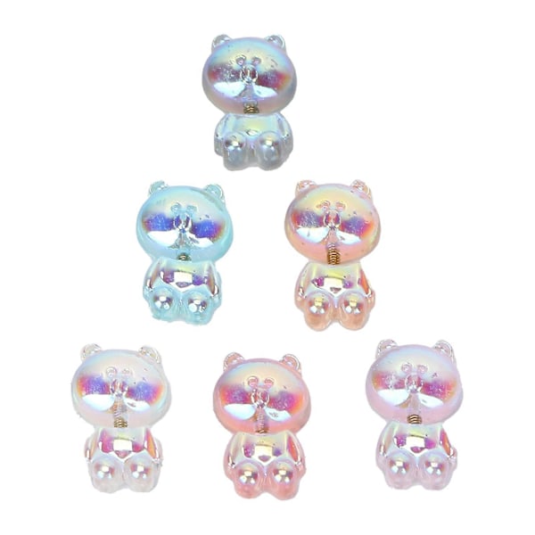 6 st Björn Nagelkonst Dekoration Söta 3D Björn Nagelaccessoarer Dekaler för DIY Manikyr