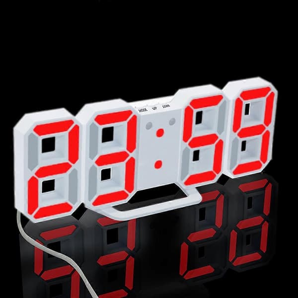 LED Väckarklocka Tredimensionell Väggklocka Bords Termometer Inredning