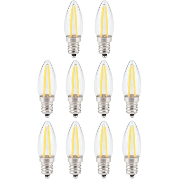 10 kpl E12 LED-lamppu, 1,5 W AC110V pitkä filamentti pieni kynttiläkruunulamppu, himmennettävä kattokruunulamppu kodin valaistukseen