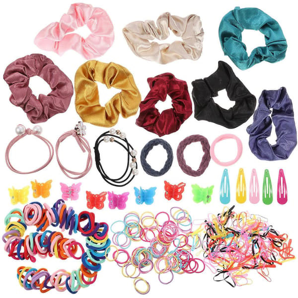 427 stk. Hår Scrunchies Hårklemmer Hårtilbehør Sæt Elastikker Hårklemmer