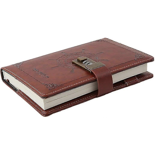 Notesbog med kombinationslås, retro stil skrive PU læder journal