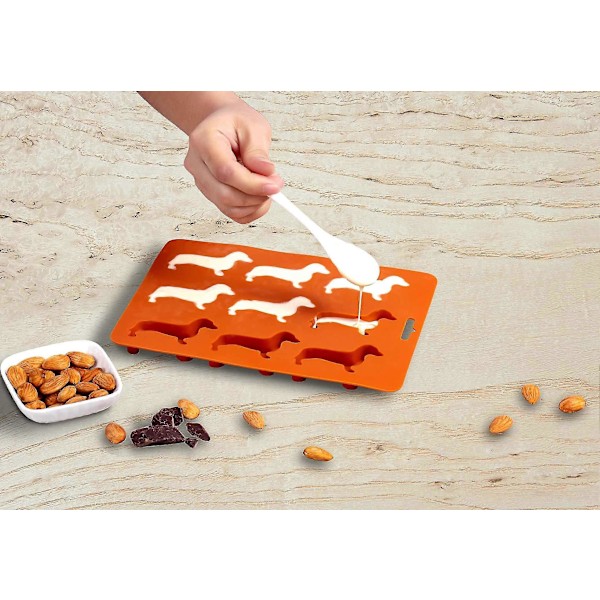 Gravhundeformede silikone isterningeforme og bakker, tegneserie frosne isterningeforme