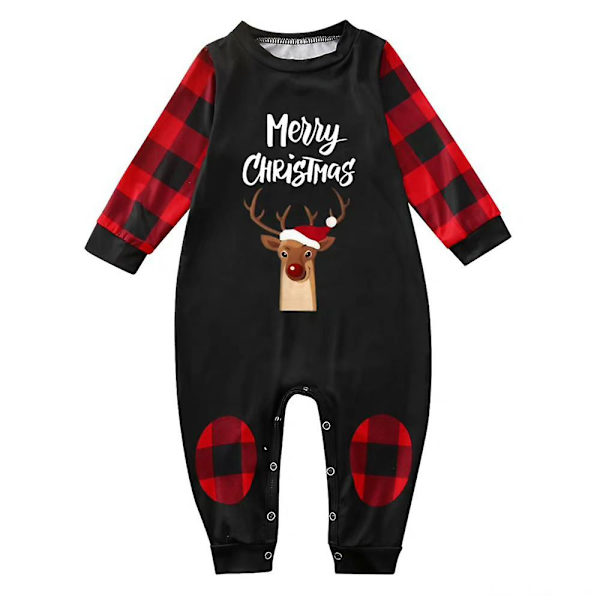 Hyvää joulua Perheille sopivat pyjamat Print Ruudullinen pyjamasetti set Baby M