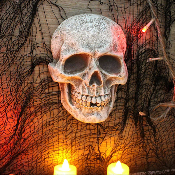 Realistinen Elämänkokoinen Pääkallokoriste Ihmisen Pääkallo Halloween Sisustus Hartsi Kauhupatsas Vedenpitävä Koti Toimisto Piha Koristelu