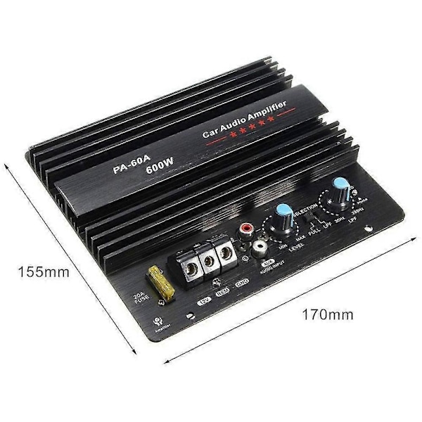 12V 600W Bilförstärkarkort PA-60A Subwoofer Kretsmodul Bilförstärkare, svart-haoyi