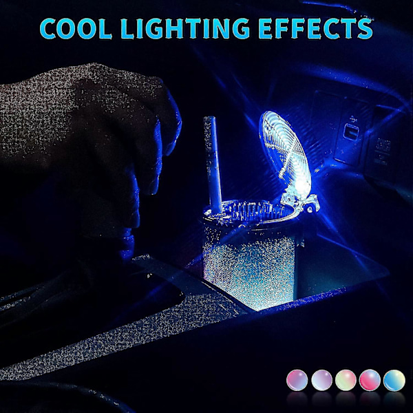 Auton kannettava tuhkakuppi LED-valolla, mukitelineellinen tuhkakuppi värillisellä LED-valolla kuorma-autoon O