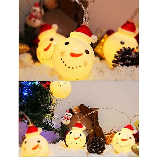 Jul Snögubbe Ljusslinga 2m 10 LED Juldekoration för Hem, Trädgård, Sovrum och Inomhus & Utomhusdekoration