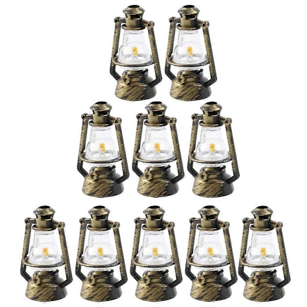 10 kpl Lasten leikkisetti Nukkekodin miniatyyrilyhty Miniatyyri petrolilamppu Nukkekodin petrolilamppu Nukkekodin petrolilamput