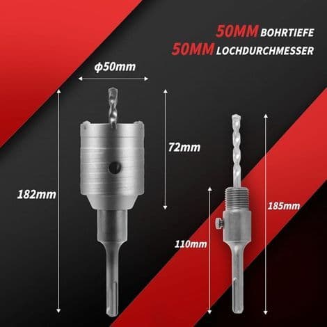 1 Betonghullbor 50mm, SDS Plus Bor, Sentreringsbor, Murverk Stein