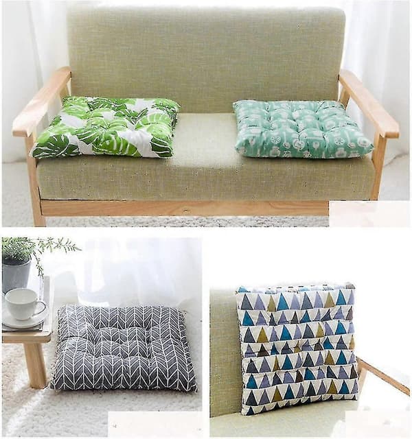 Sittkudde, set med 2 kuddar, sittkudde, sittkudde 40x40 cm, trädgårdssittkudde (gul schackbräda, rund)