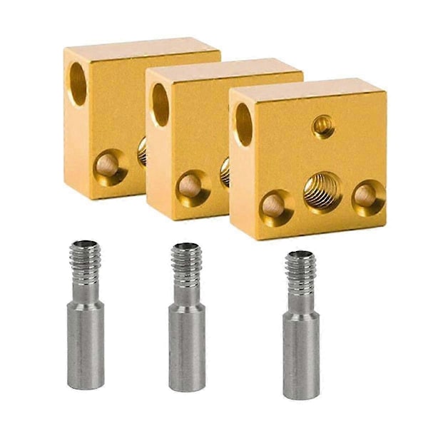 3 Sett Varmeblokk med Rustfritt Stål Hals Silikonveske for 3, 3 Pro -10/10S 3D-skrivere
