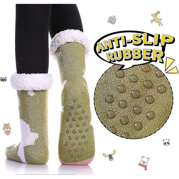 Fuzzy Vintertofflor Strumpor För Kvinnor Och Flickor - Fleecefodrade Med Halkskydd