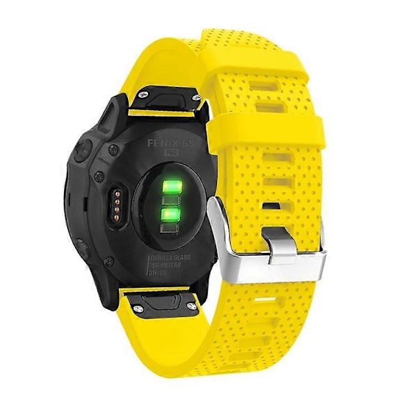 Stilfuld silikone sportsurrem udskiftning med sølvspænde, kompatibel med Garmin Fenix 7S/6S/6S Pro/5S/5S Plus/Instinc Yellow
