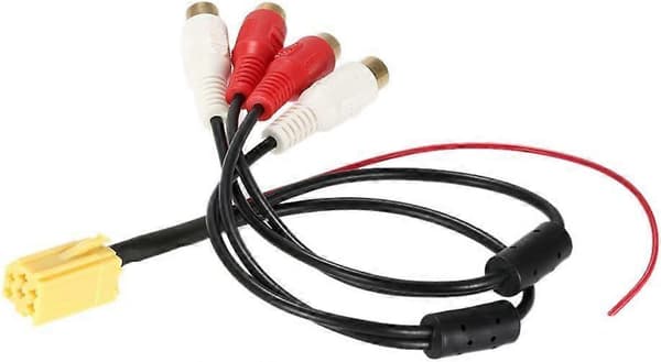 Bil ISO Adapter - Mini 6 Pin ISO Adapter Aux Line Out 4 Chinch Kabel 4 RCA Stik til Seat