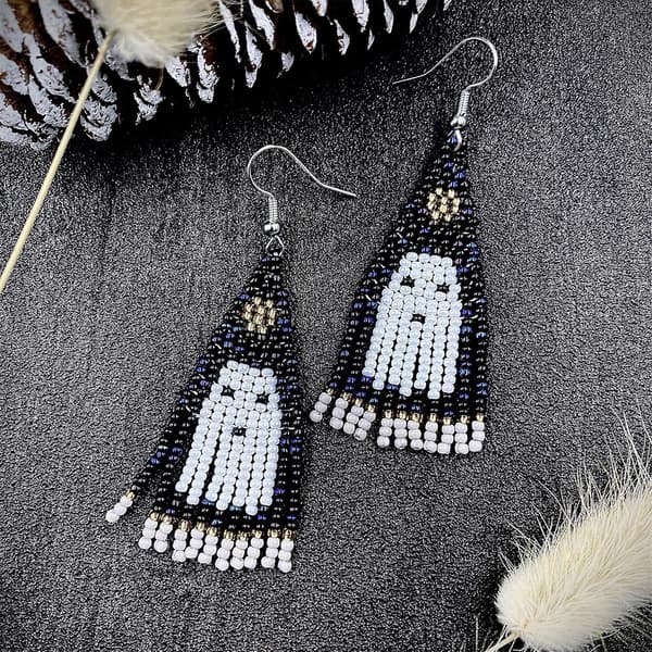 Øreringe med perler og kvaster Halloween Spooky Dingle Drop Øreringe til kvinder piger