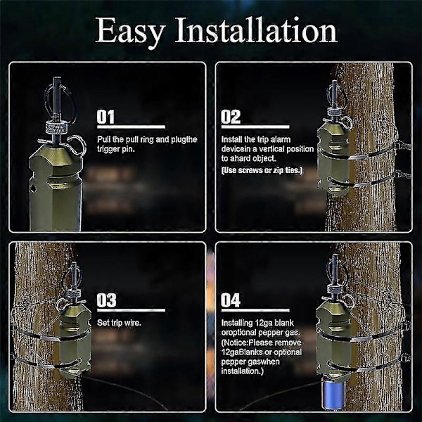 Perimeter Trip Wire Alarm Enhet 12 Gauge Tilbehør med 22 Alternativ Tidlig Varsling Sikkerhetssystem for Campingsikkerhet