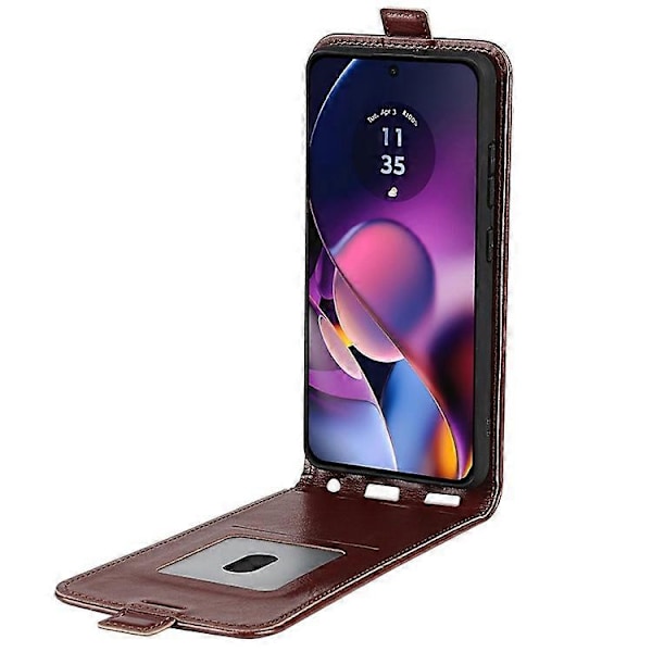 Puhelinkotelo Yhteensopiva Motorola Moto G54 5G Pystysuoraan Käännettävän Puhelimen Kuoren kanssa Crazy Horse -kuvioitu Suojus Brown