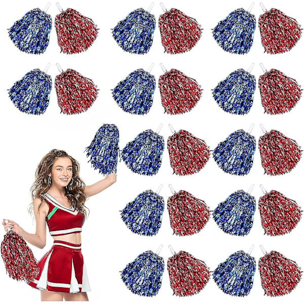 24 kpl Cheerleading Pom Poms, Metallinhohtoinen Folio Kahva Cheer Squad Tiimi Henkeä Kohottavaa Hauskaa