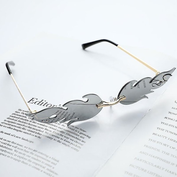 Damer Rimless Wave Glasögon Mode Flame Solglasögon grey df88 grey Fyndiq