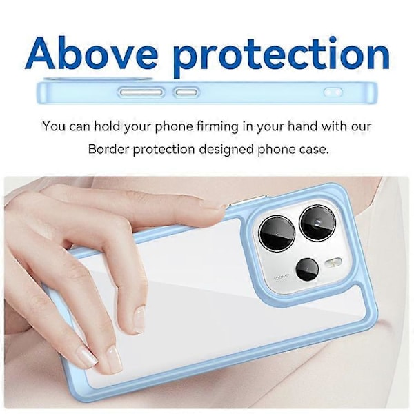 Kompatibelt Skal för Xiaomi Redmi Note 14 4G (163.25x76.55x8.16mm) TPU+Akryl Skyddande Transparent Mobilskal Blue