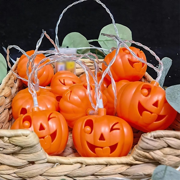 Säsongs- & Högtidsdekorationer Halloween Pumpa LED Ljusslinga, 10 Varmvita Batteridrivna Lampor För Inomhus, Utomhus, Festliga Tillfällen, Party, Högtid