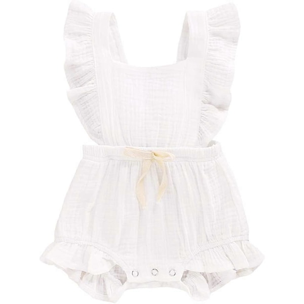 KATEA Toddler Baby Flicka Rufflad Ärmlös Romper Casual Sommar Jumpsuit Bomullslinne Kläder