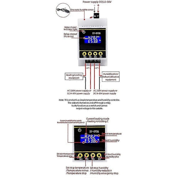 10A LCD Skinne Digital Display Termostat Temperatur Fugtighedsregulator med Sensor Dobbelt Kanal Relæmodul