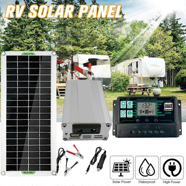 200W aurinkopaneelisarja 12V - 220V akkulaturi 100A:lla