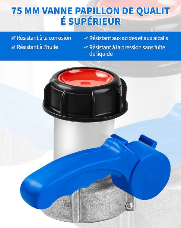 IBC Adapter 75MM Plasttankventil 1000L Butterflyventil - 75MM