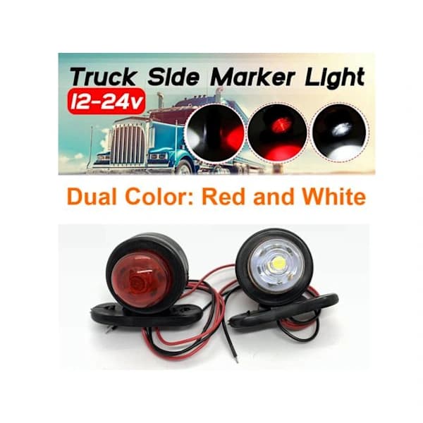 Hvide + Røde Trailer Positionslys 2-pak 12V-24V LED - Stor Værdi Gave (Sort)