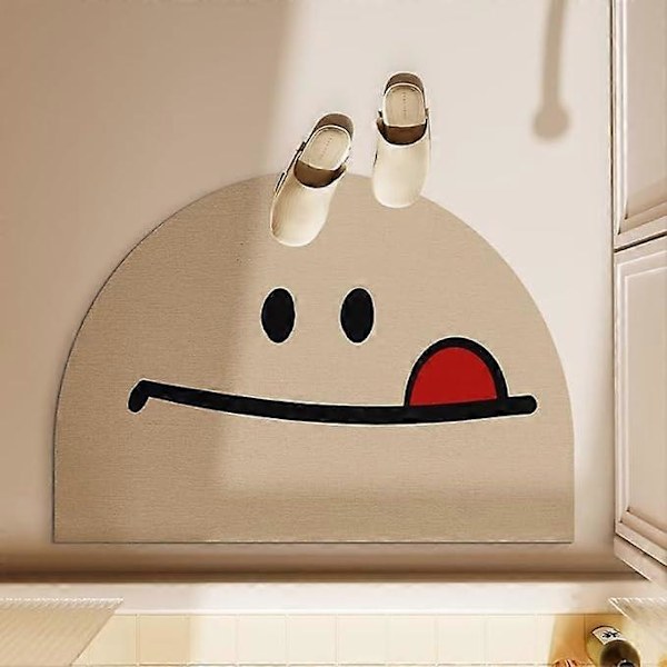 Tvättbar Golvmatta av Diatoméjord Mjuk Badrum Kök Halkfri (60 x 40 cm, Smile)