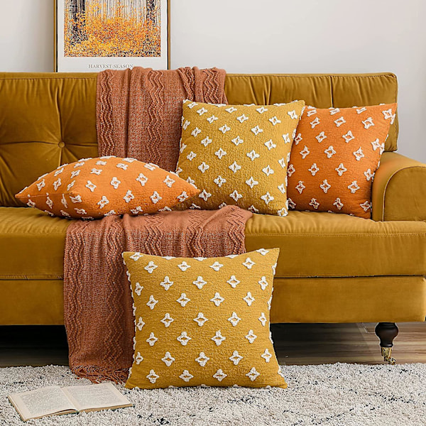 Sett med 2 dekorative putetrekk Rhombisk Jacquard Putetrekk Myk Firkantet Putekasse For Høst Sofa Seng Soverom Bil Stue 18x18 Tommer