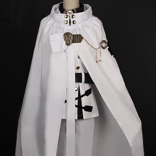 Hyakuya Mikaela Cosplay-asu Seraph Of The End Vampire Reign -asu, valkoinen ja peruukki Halloween Wig L