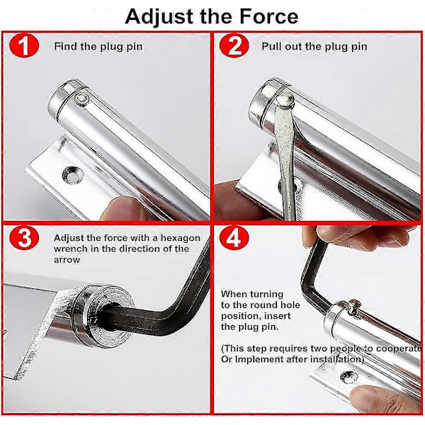 Fjäderstängare Dörrstängare i Aluminiumlegering Justerbar Ytmonterad Självstängande Anordning 45kg (1 Styck)