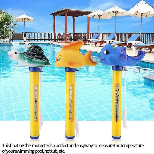 Flydende Pool Termometer, Indendørs og Udendørs Pool Termometer med Reb (Hval)