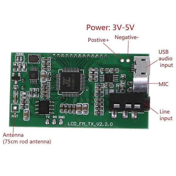DSP PLL 87-108MHz Digital Trådløs Mikrofon Stereo FM Sender Modul Board