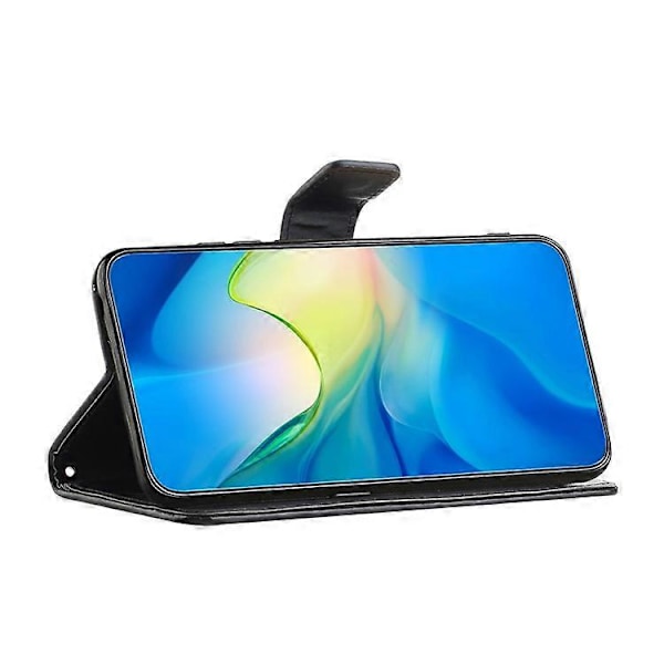 Kompatibelt för Samsung Galaxy A24 Präglat Fjärilsblomma Mobilskal PU Läder Plånboksställ Telefonskydd med Rem Black